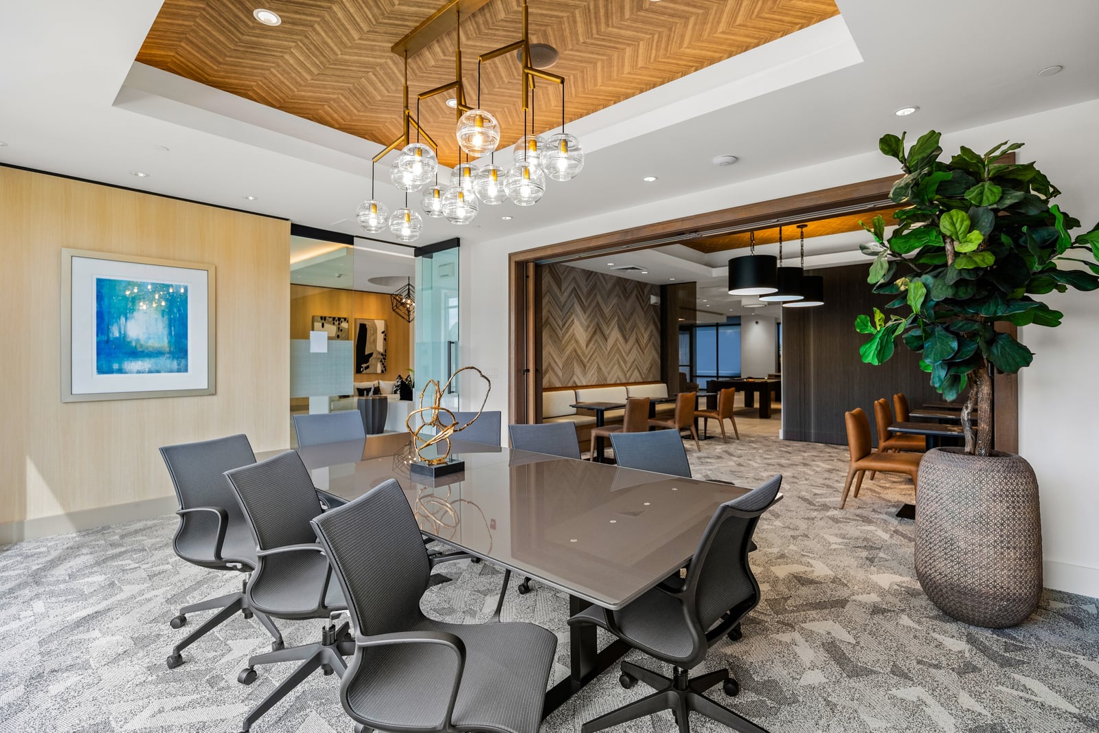 Colony Place meeting room with conference table for eight