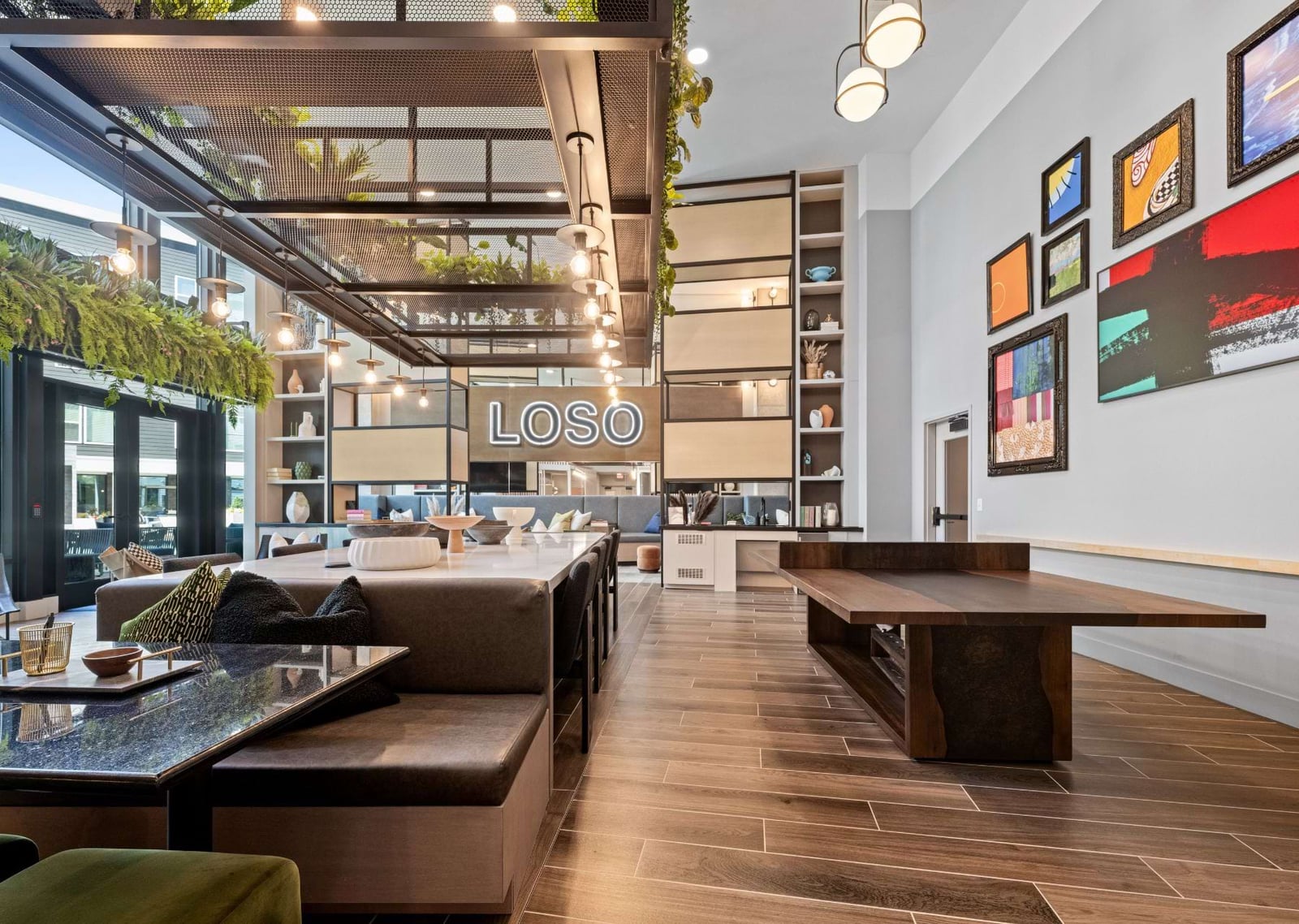 Elan LoSo resident lounge with communal tables